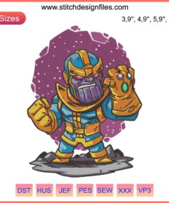 Chibi Thanos Embroidery Design File for Embroidery Machines | Avengers Thanos with Infinity Gauntlet | Marvel Villain Stitchable
