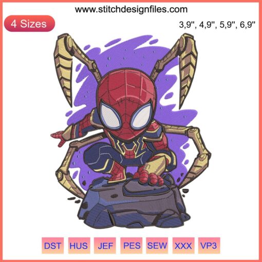 Chibi Cute Spider Man Embroidery Design | Adorable Superhero Spiderman Embroidery File | New Design for Craft Lovers