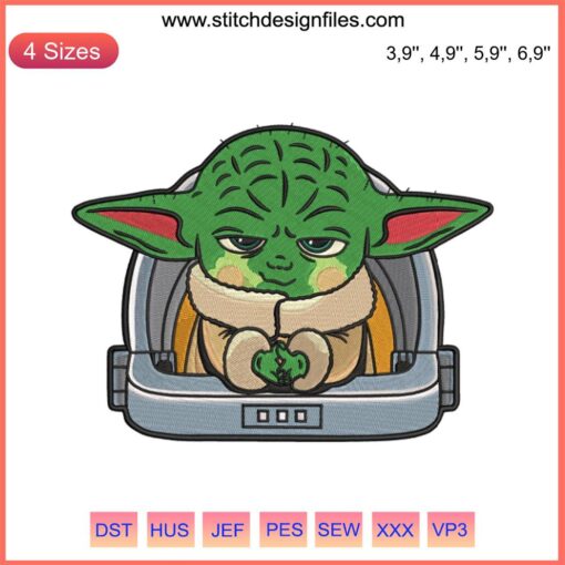 Cute Baby Yoda Embroidery Design File | Machine Embroidery | Star Wars Theme | Adorable Yoda Stitch Pattern