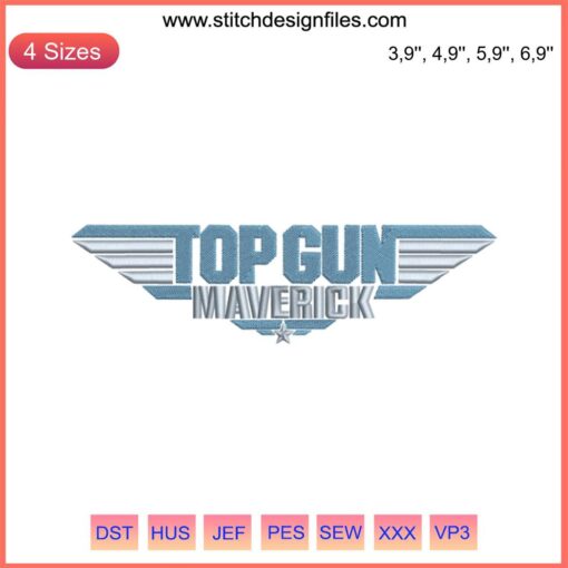 Top Gun Maverick Logo Embroidery Design File: Custom Machine Stitching, Aviation-Inspired Patch, High-Quality Digital Design