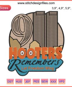 Hooters Remembers 911 Let Freedom Wing Embroidery Design: Patriotic Eagle Motif for Embroidery Machines