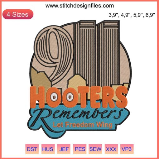 Hooters Remembers 911 Let Freedom Wing Embroidery Design: Patriotic Eagle Motif for Embroidery Machines