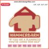 Hammerbarn Logo Embroidery: Flamingo Warning Design featuring bold pink & orange flamingos with vibrant embroidered text.