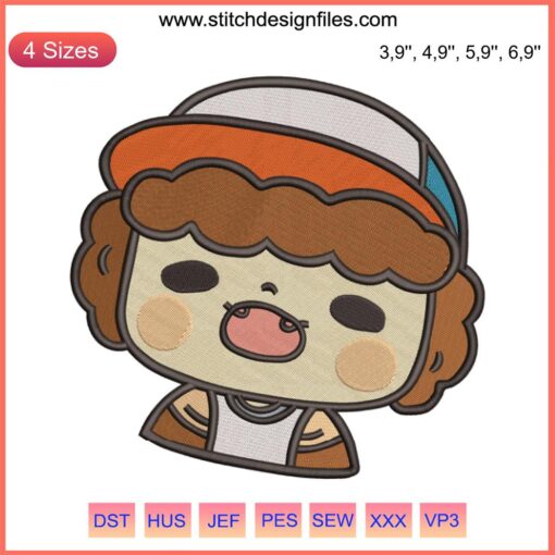 Chibi Dustin Stranger Things Embroidery Design File | Cute Dustin Embroidery Pattern for Machine | Instant Digital Download