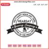 Hearsay Brewing's Mega Pint Embroidery: Johnny Depp Design with beer mug outline and bold text. Downloadable file for crafting.