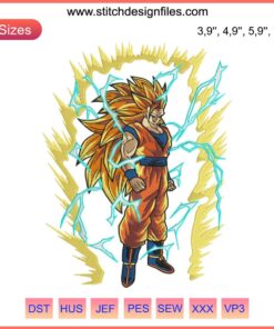 Goku Anime Embroidery Design File | Dragon Ball | Son Goku | Digital Pattern for Embroidery Machines