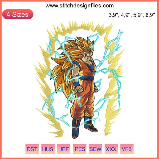 Goku Anime Embroidery Design File | Dragon Ball | Son Goku | Digital Pattern for Embroidery Machines