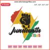 Juneteenth 1865 Black Power Fist Embroidery Design File for Machine Embroidery, Celebrating African American History.
