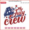 Embroidered "4th of July Crew" design for family matching outfits, featuring stars and stripes; perfect for Independence Day celebrations.