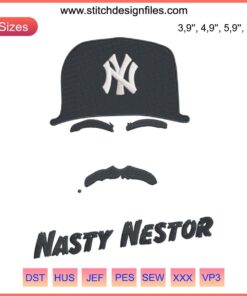 New York Baseball Funny Nasty Nestor Embroidery Design File for Baseball Lovers | Humorous Baseball Machine Embroidery Art