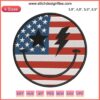 American Smiley Face Embroidery Design: Happy 4th of July Smiley with Flag Pattern for Digital Embroidery File