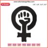 Feminist fist power embroidery design file featuring a raised fist symbol, empowering strong women, BLM, gender equality.