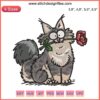 Maine Coon cat with heart and rose Valentine's embroidery design file, perfect for cat lovers, kitten crafts, and DIY gifts.