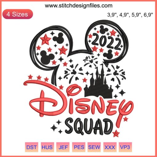 2022 Disney Squad Embroidery File: Mickey Mouse Design, Perfect for Crafting, High-Quality Digital Download