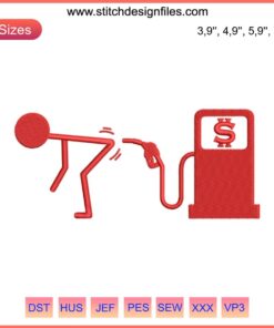 Gas Prices Embroidery File: Retro gas pump design, Assume The Position text, digital download, sewing pattern file