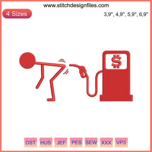Gas Prices Embroidery File: Retro gas pump design, Assume The Position text, digital download, sewing pattern file