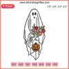 Halloween embroidery design file: pumpkin ghost silhouette, festive sewing pattern, digital download for creative crafting.