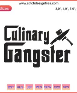 Godfather Culinary Gangster Chef Embroidery Design | Perfect Father's Day Gift | Unique Cooking-Themed Art
