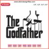 The Godfather embroidery design: classic religious movie father, intricate detail, vibrant threads, unique decor art, cinematic tribute.