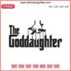 Religious Silhouette Embroidery Design - The Goddaughter, elegant outline of praying girl with halo in intricate stitch detail.