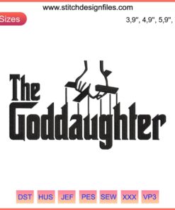 Religious Silhouette Embroidery Design - The Goddaughter, elegant outline of praying girl with halo in intricate stitch detail.