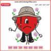 Sad heart embroidery with hat, Bad Bunny Un Verano Sin Ti design; unique digital product featuring pop culture art.