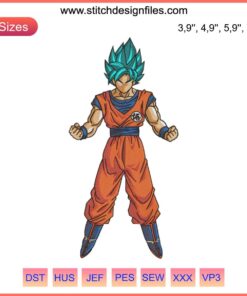 Super Saiyan Blue Goku Embroidery Design, Dragon Ball Anime Style, Vibrant Threads, Anime Crafts, Unique Gift for Fans