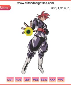 Super Black Goku Embroidery Design File: Super Saiyan Theme, Dragon Ball Icon, Perfect for Fans, Digital Download