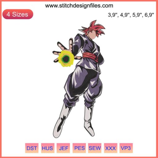 Super Black Goku Embroidery Design File: Super Saiyan Theme, Dragon Ball Icon, Perfect for Fans, Digital Download
