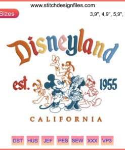 Disneyland Embroidery 1955 | Walt Disney Mickey & Friends Design | Classic Theme Park Merchandise | Vintage Disney Art