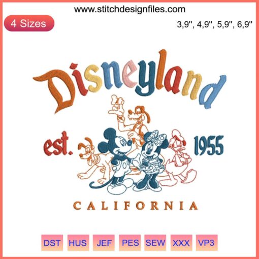 Disneyland Embroidery 1955 | Walt Disney Mickey & Friends Design | Classic Theme Park Merchandise | Vintage Disney Art