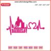 Barrel racer embroidery design featuring cowboy and horse with heartbeat motif, perfect for decals and digital crafting files.