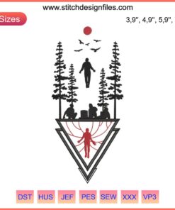 Stranger Things Season 4 Embroidery, Max Mayfield Running Up That Hill design, digital download file, unique Netflix-themed pattern.