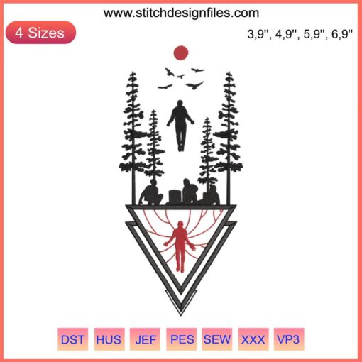 Stranger Things Season 4 Embroidery, Max Mayfield Running Up That Hill design, digital download file, unique Netflix-themed pattern.