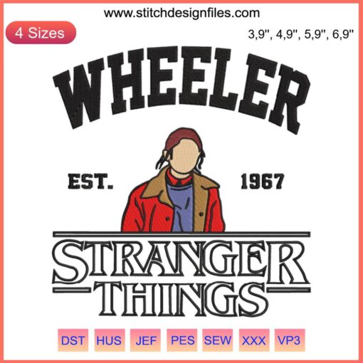 Stranger Things 4 Nancy Wheeler Embroidery Design File, retro style, colorful stitched portrait, DIY craft pattern.