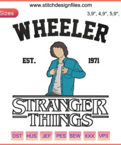 Stranger Things 4 Embroidery featuring Mike Wheeler; detailed design with red and black accents, pop culture-inspired craft.