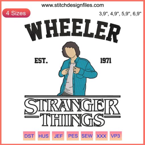 Stranger Things 4 Embroidery featuring Mike Wheeler; detailed design with red and black accents, pop culture-inspired craft.