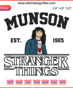Stranger Things 4 Embroidery: Eddie Munson Movie Design, featuring intricate portrait stitching, unique fan art, handmade aesthetic.