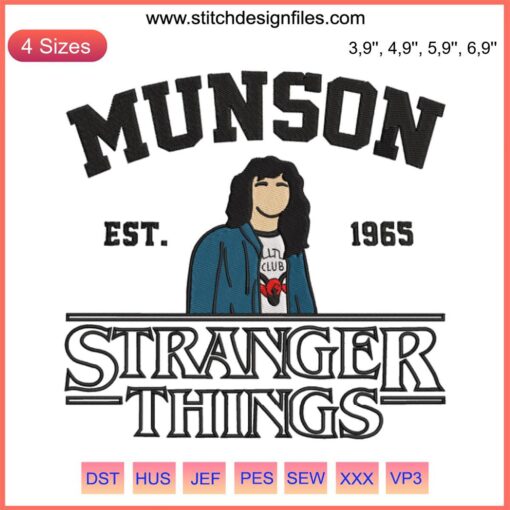 Stranger Things 4 Embroidery: Eddie Munson Movie Design, featuring intricate portrait stitching, unique fan art, handmade aesthetic.
