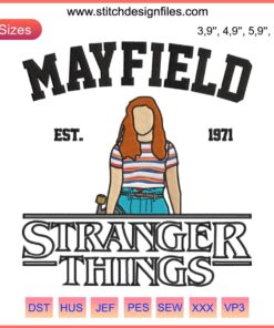 Stranger Things 4 Max Mayfield Embroidery Design: Intricate Movie-Inspired Art with Vibrant Colors & Retro Details