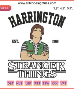 "Stranger Things 4 Embroidery: Steve Harrington Movie Design, Iconic 80s Retro Style, Unique Handmade Craft, Detailed TV-Inspired Art"