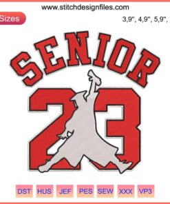 Class of 2023 Graduates, Embroidered Air Senior 23 Design File, Digital Machine Embroidery Pattern, Customizable Graduation Design