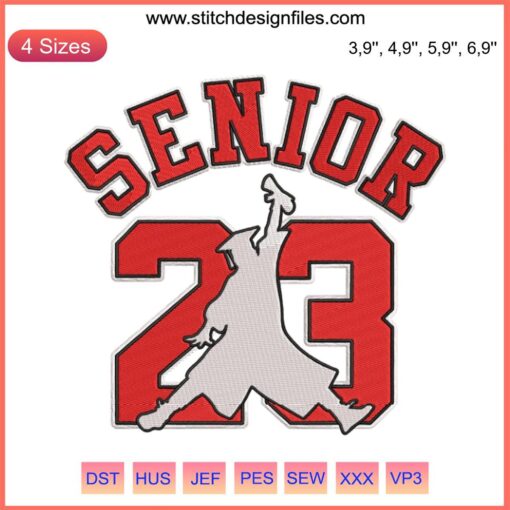 Class of 2023 Graduates, Embroidered Air Senior 23 Design File, Digital Machine Embroidery Pattern, Customizable Graduation Design