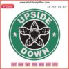 "Stranger Things Embroidery: Upside Down Coffee Cup & Demogorgon Motif, Unique Pop Culture Needlework"