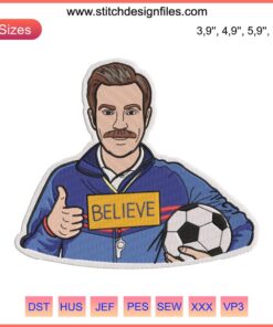 Ted Lasso AFC Richmond Embroidery Design File | Football Coach Retro Style | DIY Craft, Sports Fan Gift