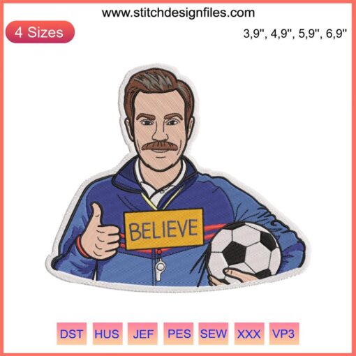 Ted Lasso AFC Richmond Embroidery Design File | Football Coach Retro Style | DIY Craft, Sports Fan Gift