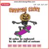 "Sweating Sucks Skeleton Pumpkin Head Embroidery Design: Trendy Halloween Decor"