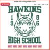 Hawkins High School 1986 Tigers Embroidery, Stranger Things 4 design featuring vintage-style mascot; trending fan art file.