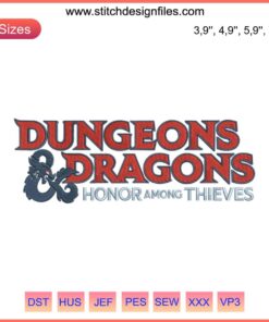 Dungeons and Dragons Logo Embroidery Design | Intricate D&D File for Stitching | Fantasy RPG Sewing Pattern