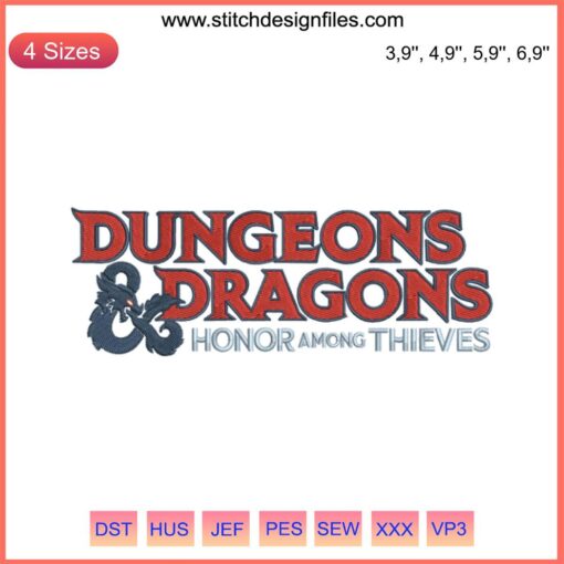 Dungeons and Dragons Logo Embroidery Design | Intricate D&D File for Stitching | Fantasy RPG Sewing Pattern